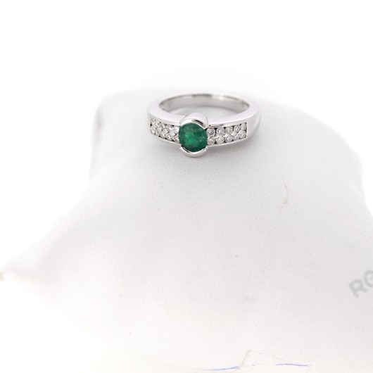 Juweel Ring witgoud 18 karaat briljanten Smaragd '75737-1493-TWDH'
