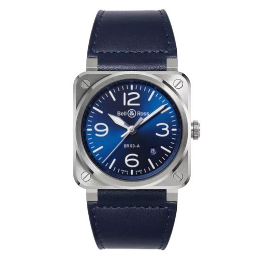 Horloge BELL & ROSS AUTO BLUE STEEL 41MM BR03A-BLU-ST/SCA