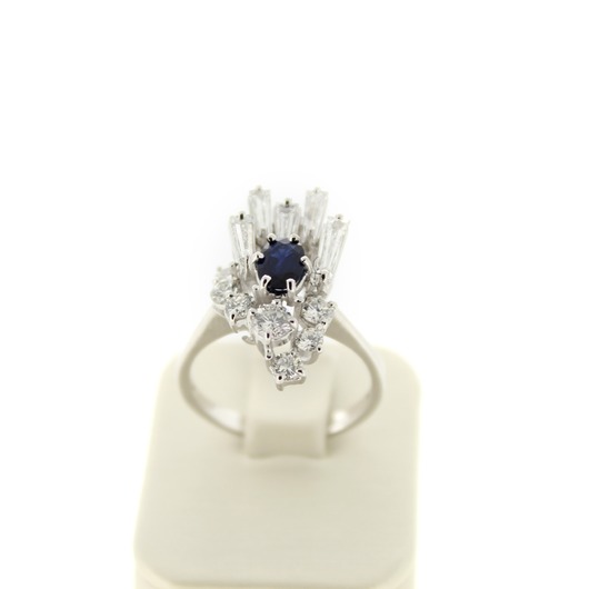 Juweel Ring witgoud 18 karaat Diamant en Saffier 'CV-1640-TWDH'