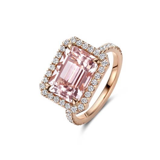 Juweel Clem Vercammen Collection 18 karaat Rosé goud Ring Morganite Briljant 4405 