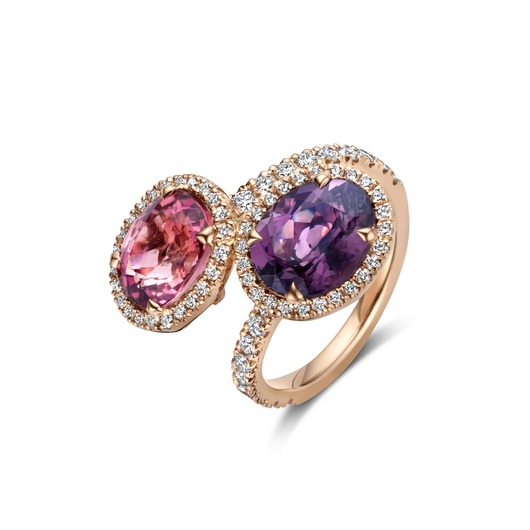 Juweel Clem Vercammen Collection 18 karaat Rosé goud Ring Spinel Tourmaline Briljant 4415 