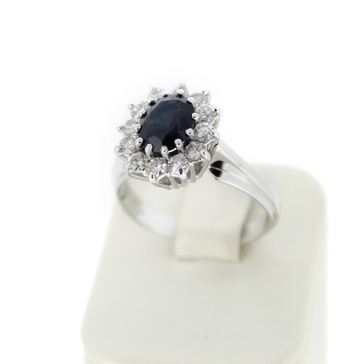 Juweel Ring witgoud 18 karaat briljanten en Saffier '77219-1643-TWDH' Juweel Ring witgoud 18 karaat briljanten en Saffier '77219-1643-TWDH'