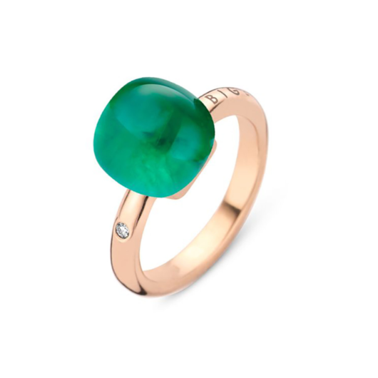 Juweel Bigli Mini Sweety Ring 18K Rosé Goud Briljant Bergkristal Met Smaragd Parelmoer 20R88RCRSMERMP