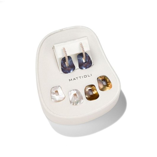 Juweel Mattioli Puzzle Small Earrings 18 karaat rose goud, white diamonds 3 pairs puzzles MOR054R002