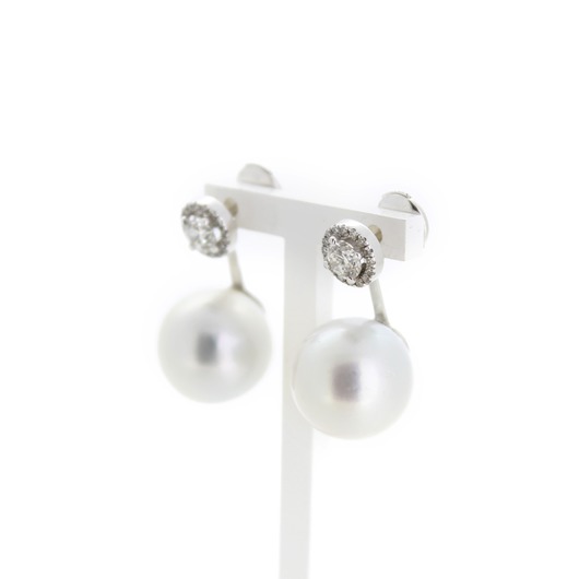 Juweel Oorbellen witgoud 18 karaat briljant en Zuidzee parel '77760-1701-TWDH' Juweel Oorbellen witgoud 18 karaat briljant en Zuidzee parel '77760-1701-TWDH'