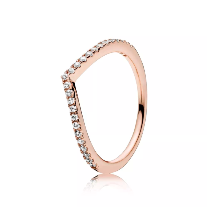 Juweel Pandora Ring Sparkling Wishbone Rose Zilver 925 186316CZ