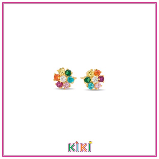 Juweel Kiki oorbellen zilver pleetgoud bloem 65004W Juweel Kiki oorbellen zilver pleetgoud bloem 65004W