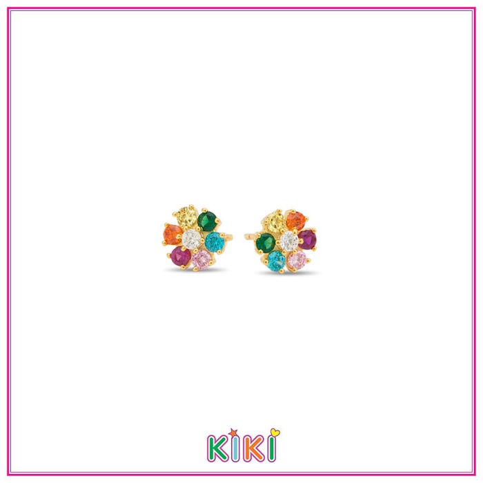 Juweel Kiki oorbellen zilver pleetgoud bloem 65004W