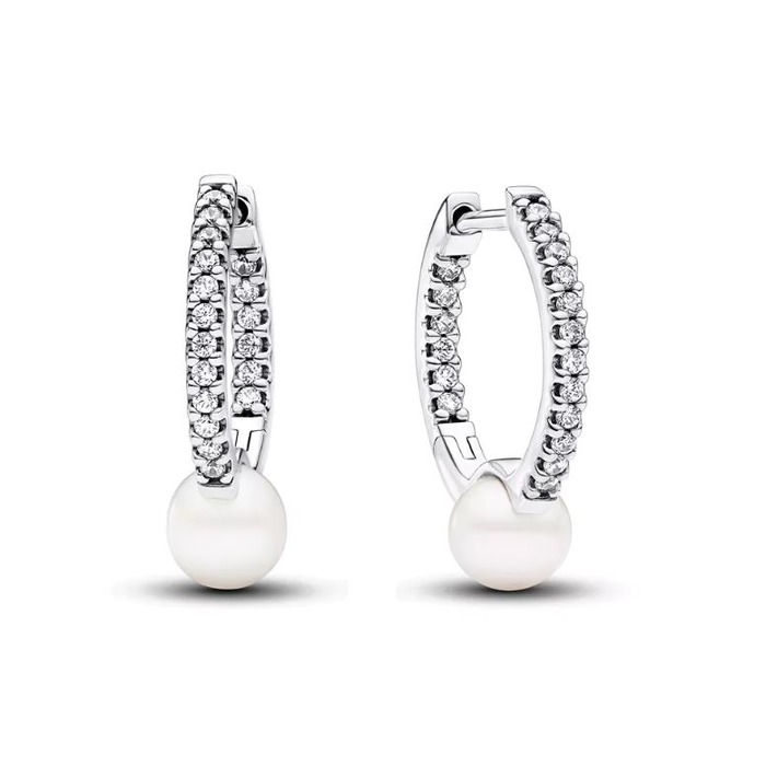 Juweel PANDORA HOOP EARRINGS WITH PEARL AND ZIRCONIA 293171C01