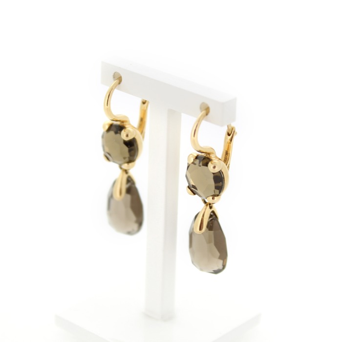 Juweel Pomellato oorbellen geelgoud 18 karaat Smokey Quartz 0.A802/07/QF '80152-1784-TWDH'