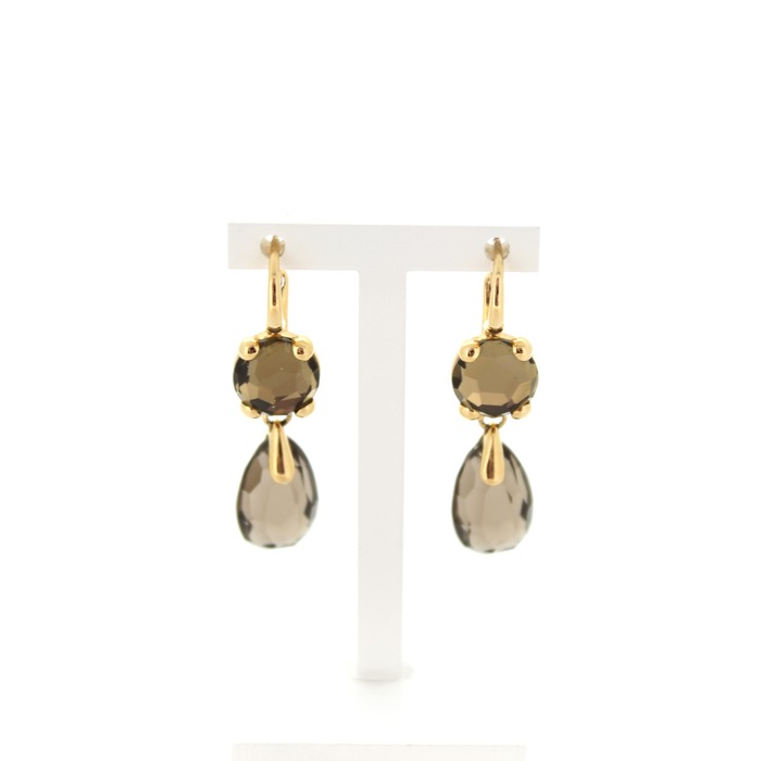 Juweel Pomellato oorbellen geelgoud 18 karaat Smokey Quartz 0.A802/07/QF '80152-1784-TWDH'