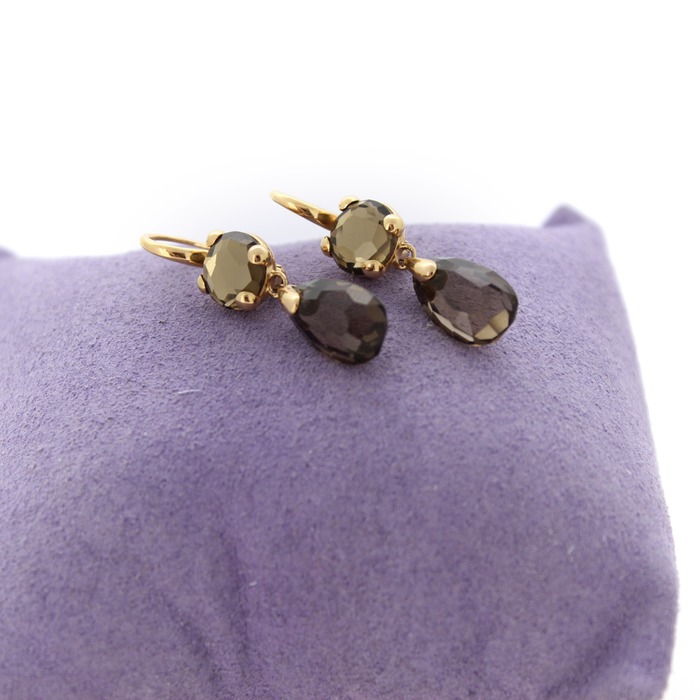 Juweel Pomellato oorbellen geelgoud 18 karaat Smokey Quartz 0.A802/07/QF '80152-1784-TWDH'