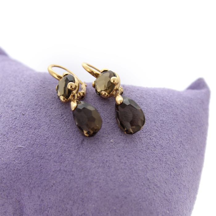 Juweel Pomellato oorbellen geelgoud 18 karaat Smokey Quartz 0.A802/07/QF '80152-1784-TWDH'