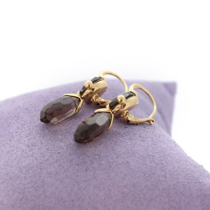Juweel Pomellato oorbellen geelgoud 18 karaat Smokey Quartz 0.A802/07/QF '80152-1784-TWDH'
