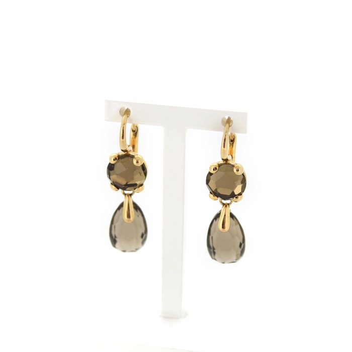 Juweel Pomellato oorbellen geelgoud 18 karaat Smokey Quartz 0.A802/07/QF '80152-1784-TWDH'