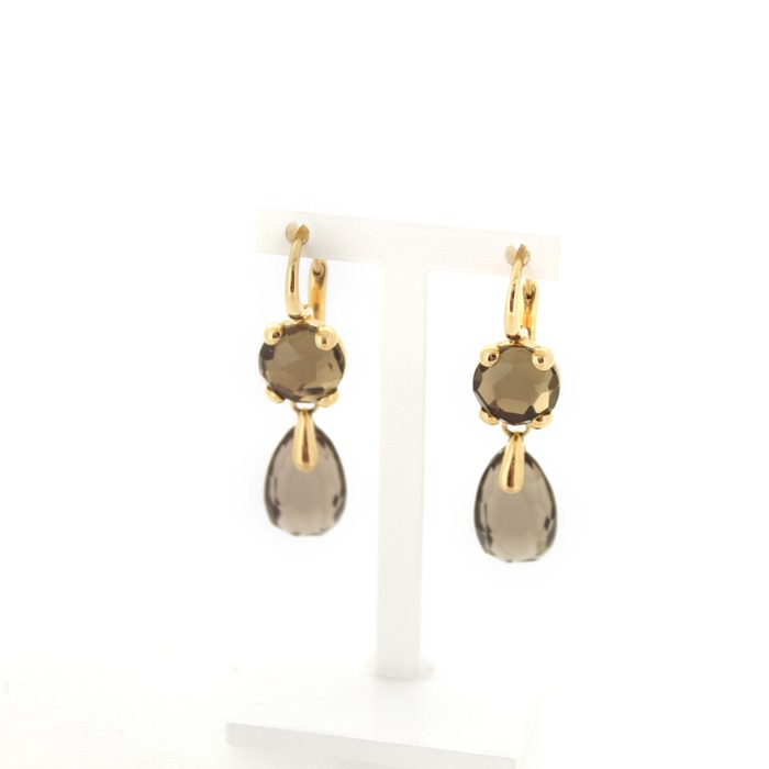 Juweel Pomellato oorbellen geelgoud 18 karaat Smokey Quartz 0.A802/07/QF '80152-1784-TWDH'