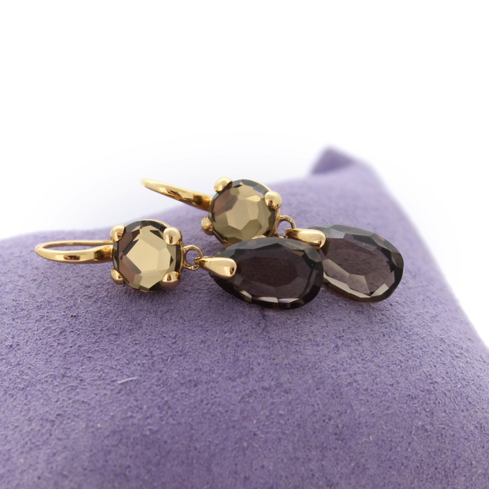Juweel Pomellato oorbellen geelgoud 18 karaat Smokey Quartz 0.A802/07/QF '80152-1784-TWDH'