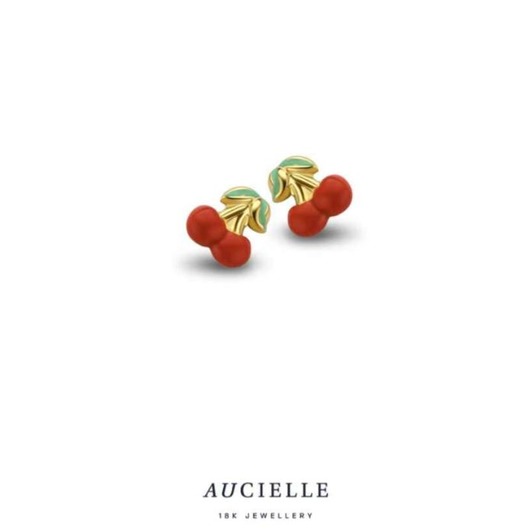 Juweel Aucielle oorbellen 18 karaat geelgoud kersen AE0090B Juweel Aucielle oorbellen 18 karaat geelgoud kersen AE0090B
