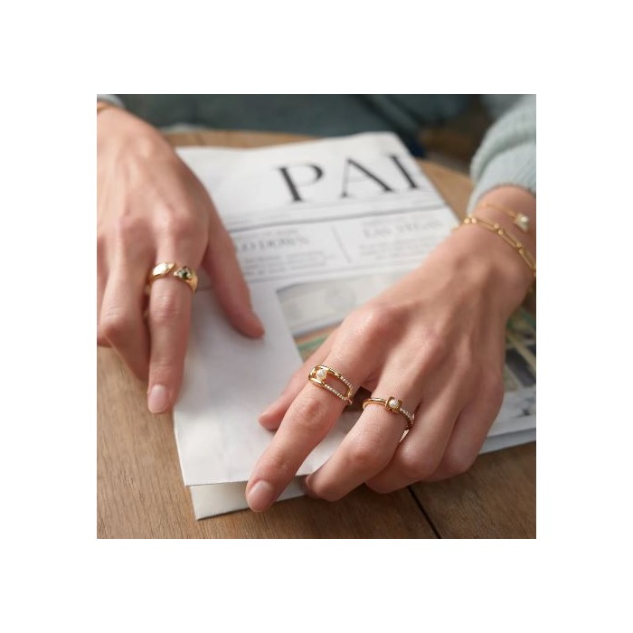 Juweel ANIA HAIE MODERN MUSE PEARL MODERNIST BAND RING R054-01G 