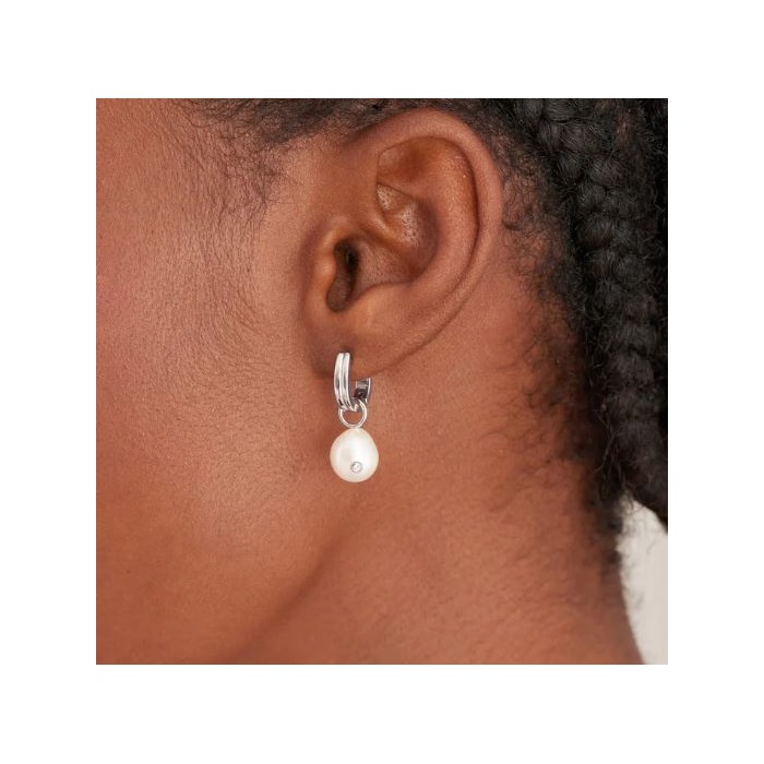 Juweel Ania Haie Pearl Power Pearl Drop Sparkle Huggie Hoop Earrings E043-04H 