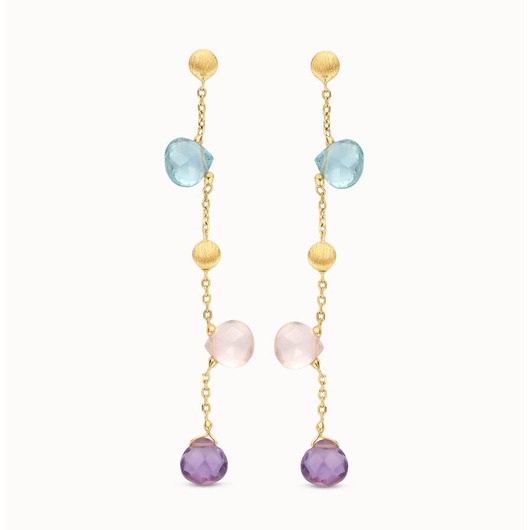 Juweel Femme Adorée oorslingers 18 karaat geelgoud multicolor 06S0623 Juweel Femme Adorée oorslingers 18 karaat geelgoud multicolor 06S0623