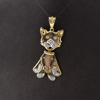 Juweel Hanger poes bicolorkleurig 18 karaat briljant 'CV-2172-TWDH' Juweel Hanger poes bicolorkleurig 18 karaat briljant 'CV-2172-TWDH'