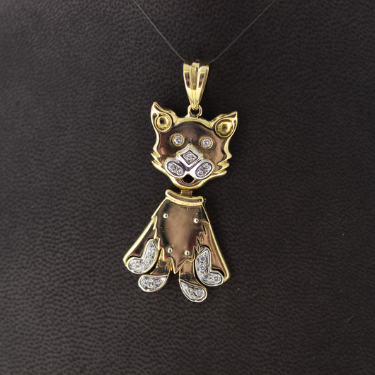 Juweel Hanger poes bicolorkleurig 18 karaat briljant 'CV-2172-TWDH'  Juweel Hanger poes bicolorkleurig 18 karaat briljant 'CV-2172-TWDH'