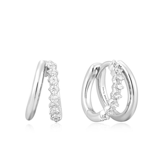 Juweel Ania Haie OB Silver Double Mixed Huggies E059-15H  Juweel Ania Haie OB Silver Double Mixed Huggies E059-15H