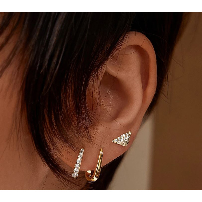 Juweel Ania Haie OB Gold Triangular pave Studs E059-06G 