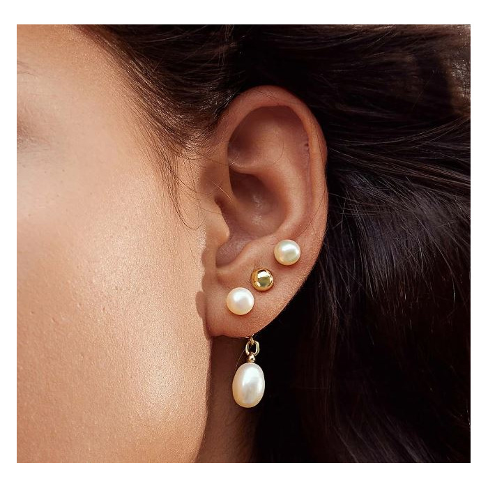 Juweel Ania Haie OB Gold Freshwater Pearl Stud ear Jackets E058-06G 