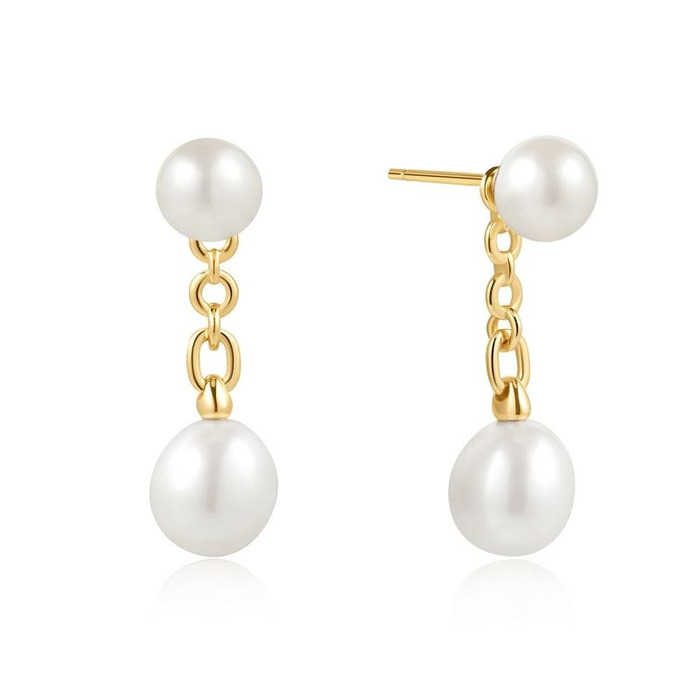 Juweel Ania Haie OB Gold Freshwater Pearl Stud ear Jackets E058-06G 