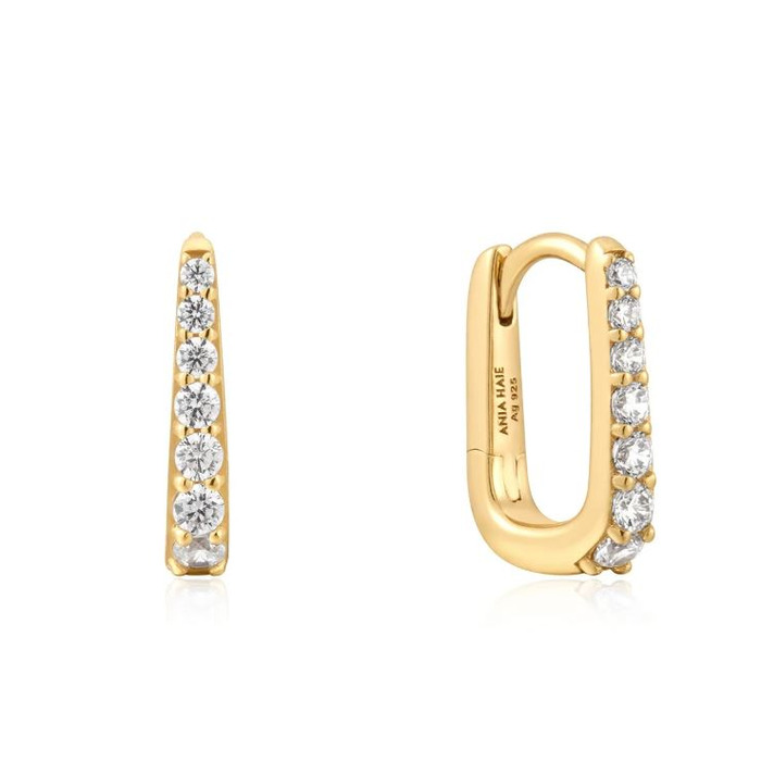Juweel Ania Haie OB Gold Oval Pave Huggies E059-10G 