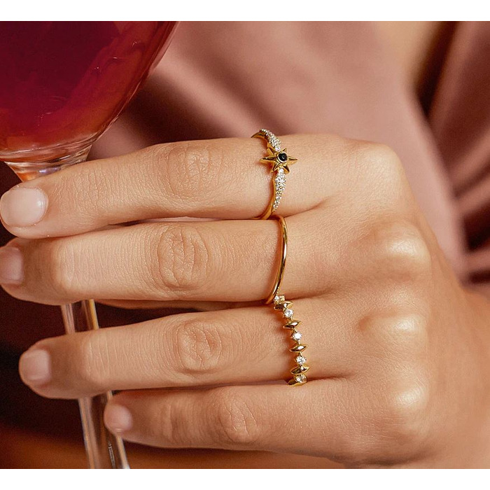 Juweel Ania Haie Ring Gold Black Onyx Star Ring R061-02G 