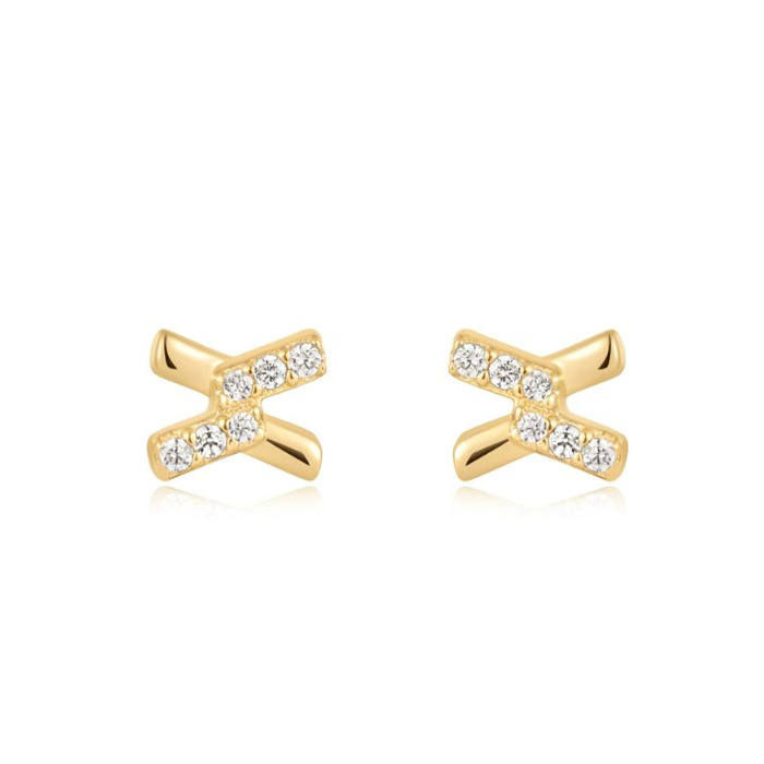Juweel Ania Haie OB Gold Cross Cubic Zirconia Studs E061-01G 