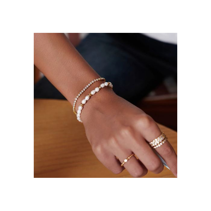 Juweel Ania Haie Chic Creator Freshwater pearl Bezel Set Bracelet B058-05G 