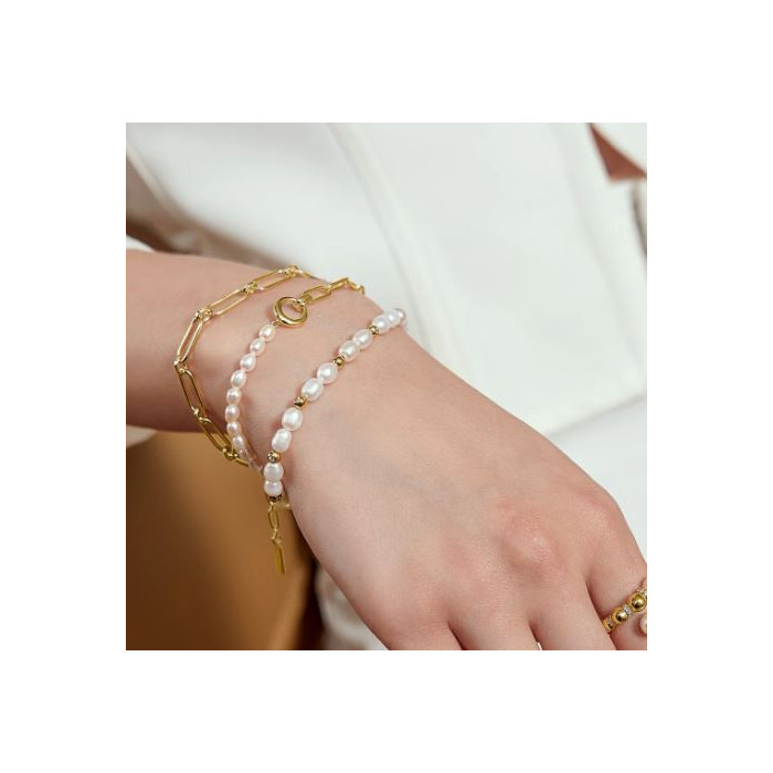 Juweel Ania Haie Chic Creator Freshwater pearl Bezel Set Bracelet B058-05G 