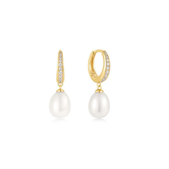 Juweel Ania Haie Chic Creator freshwater pearl pave drop huggies E058-03G 