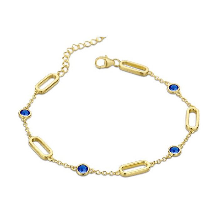 Juweel Silver Rose bracelet goldplated blue sapphire stones BR2315BLU 