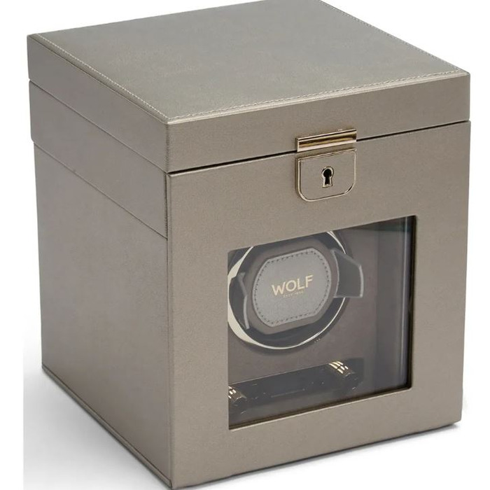  Wolf Palermo Single Winder with Jewelry Storage Pewter 213778 