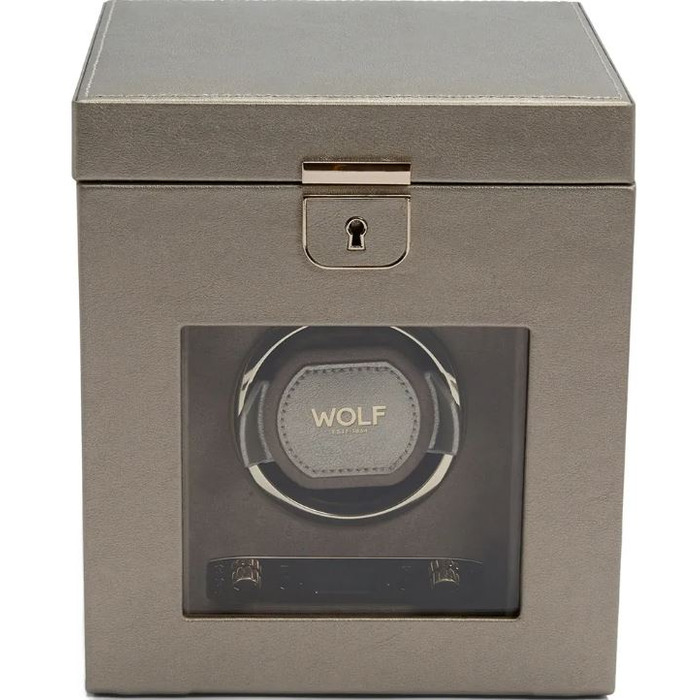  Wolf Palermo Single Winder with Jewelry Storage Pewter 213778 