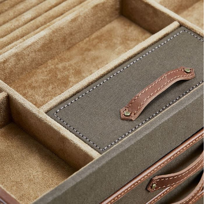  Wolf Ida Trunk Jewellery Box Khaki 190041 
