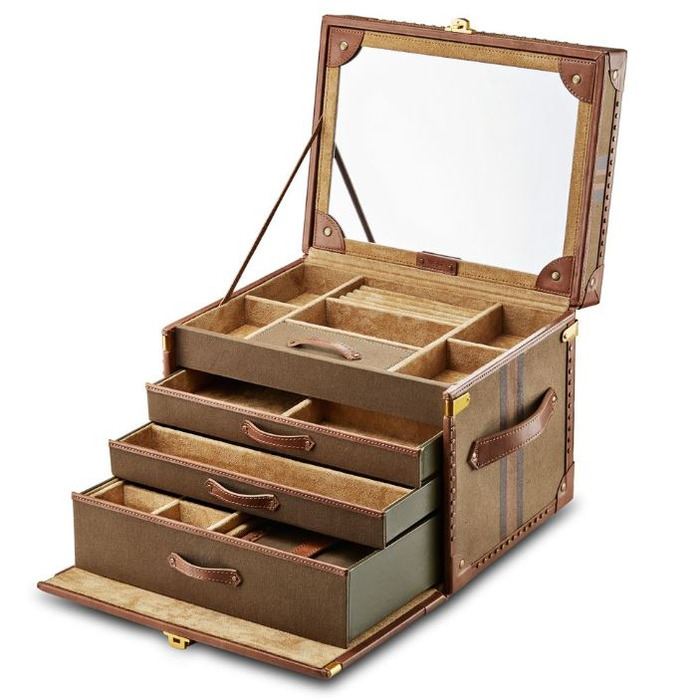  Wolf Ida Trunk Jewellery Box Khaki 190041 