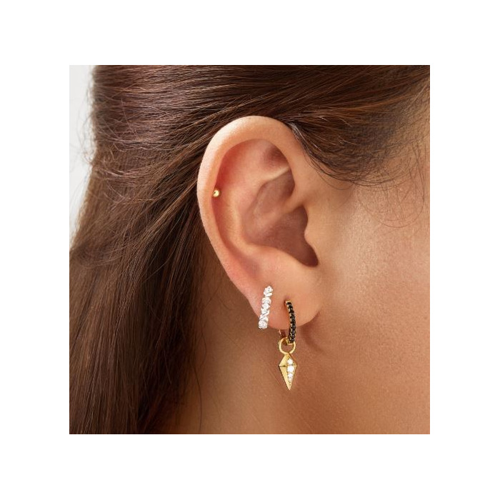 Juweel Ania Haie Pop Charms black and White Cubic Zirconia Huggies E060-01G 