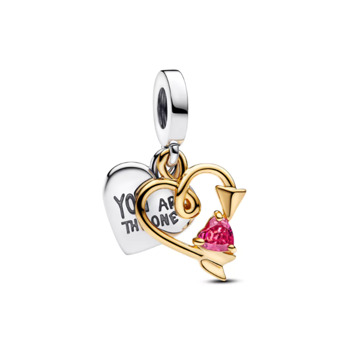 Juweel PANDORA 763622C01 DOUBLE DANGLE HEART AND ARROW 