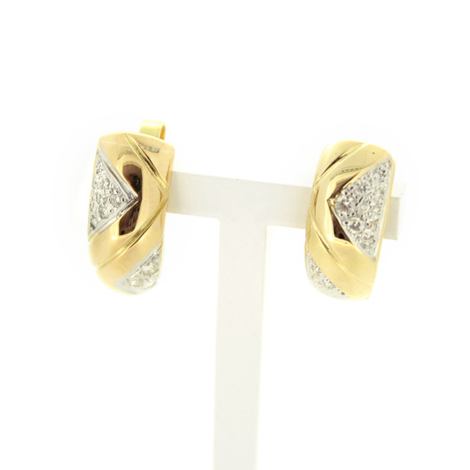 Juweel Oorbellen Bicolor wit en geelgoud 18 karaat briljanten '88372-2223-TWDH'  Juweel Oorbellen Bicolor wit en geelgoud 18 karaat briljanten '88372-2223-TWDH'