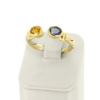 Juweel Ring bicolor 18 karaat gezet met blauwe Topaz en citrine '88370-2222-TWDH' Juweel Ring bicolor 18 karaat gezet met blauwe Topaz en citrine '88370-2222-TWDH'