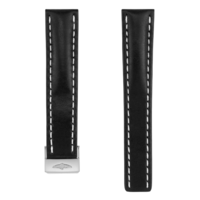 Horloge Breitling Strap - Kalfsleder Zwart voor Plooislot 409X 16/14 mm Horloge Breitling Strap - Kalfsleder Zwart voor Plooislot 409X 16/14 mm