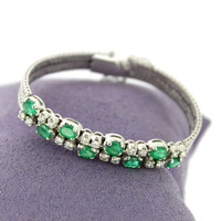 Juweel Armband Witgoud 18 karaat briljant en smaragd  '88847-2228-TWDH'  Juweel Armband Witgoud 18 karaat briljant en smaragd  '88847-2228-TWDH'