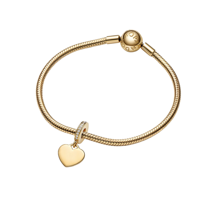 Juweel PANDORA ENGRAVABLE 14K GOLD-PLATED HEART 768761C01 