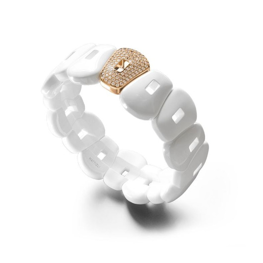 Juweel Mattioli Puzzle bracelet white ceramics/one in rose gold/white diamonds MBR054R151XW  Juweel Mattioli Puzzle bracelet white ceramics/one in rose gold/white diamonds MBR054R151XW